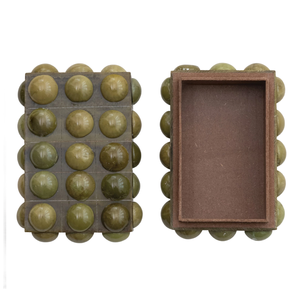 Green Handmade Marbled Resin Bobbin Box