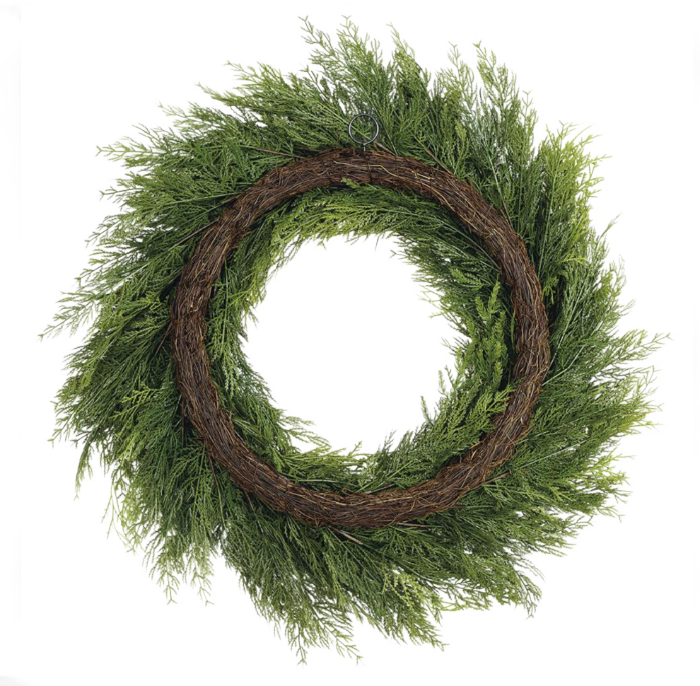 30" Ultra Deluxe Mixed Cedar Wreath Green