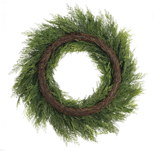 30" Ultra Deluxe Mixed Cedar Wreath Green