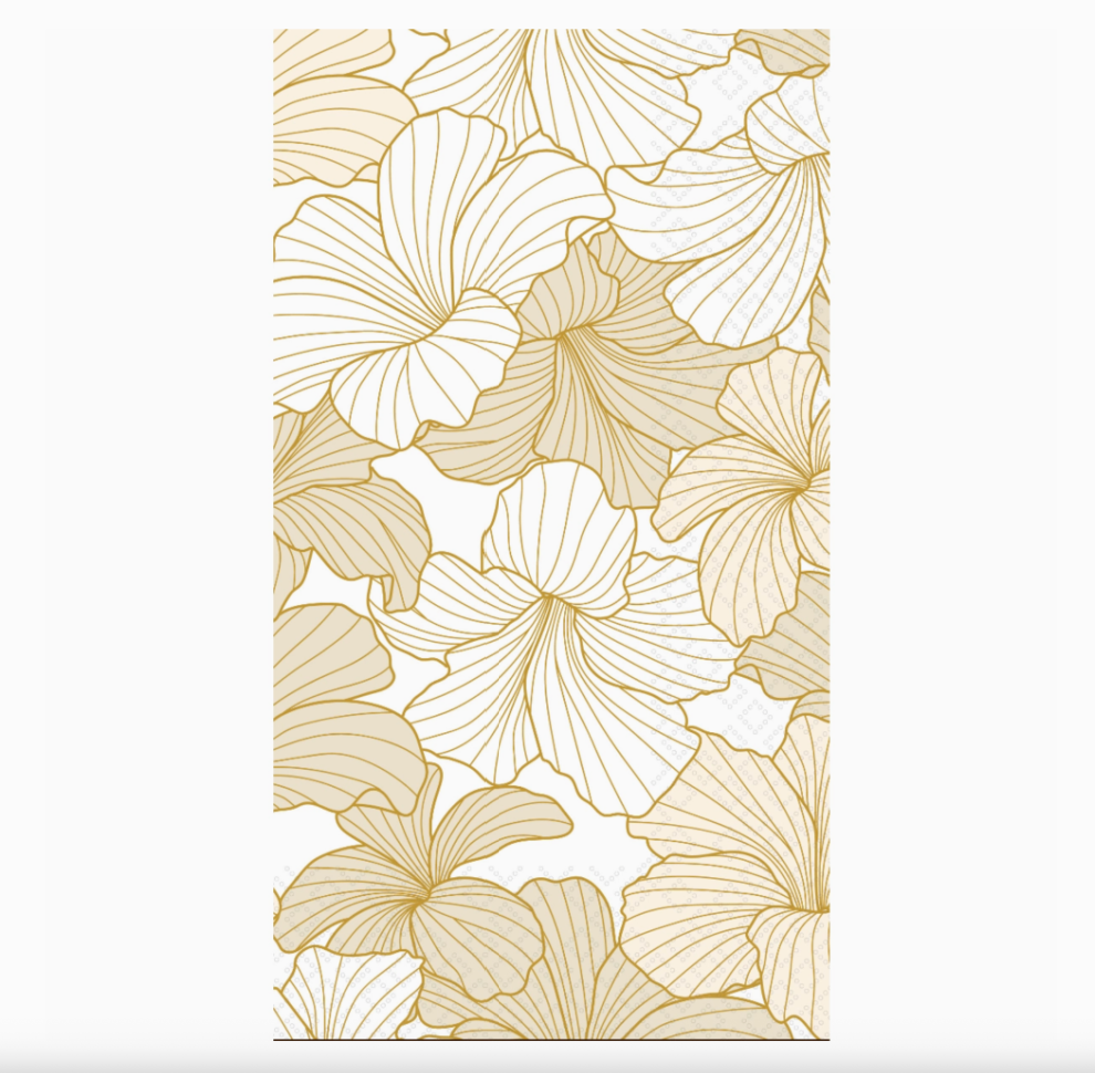 White and Gold Hibiscus Guest Towels