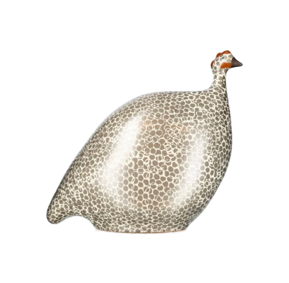 Large Beige Taupe Spotted White Guinea Fowl