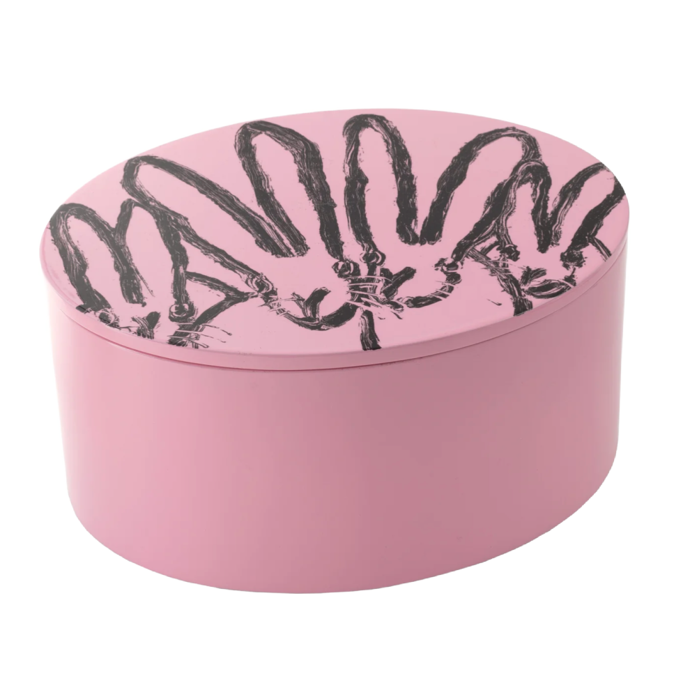 Hunt Slonem | Pink Oval Bunny Jewel Box