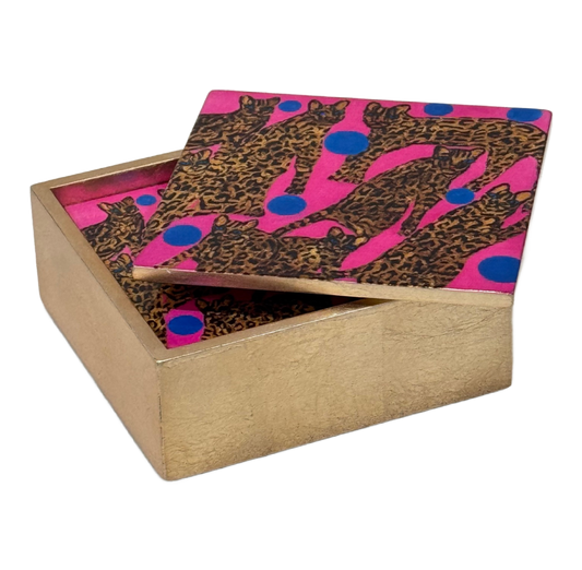 Hunt Slonem | Pretty In Pink Ocelot Coaster Box