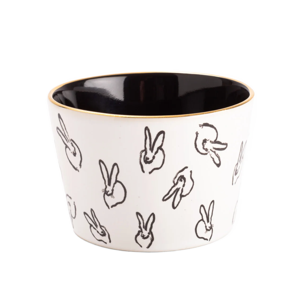 Hunt Slonem |Black Bunny Bar Bowl