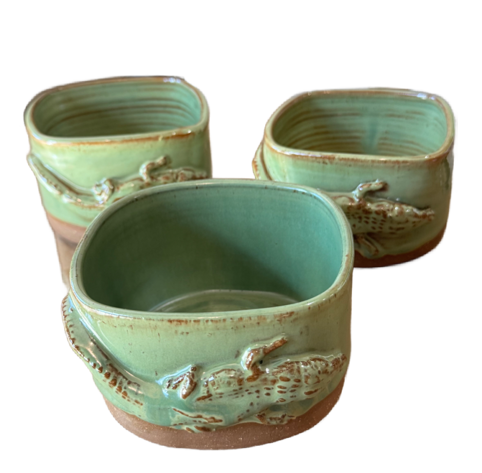 Green Alligator Ceramic Bowl