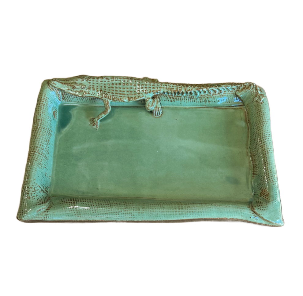 Green Alligator Ceramic Platter