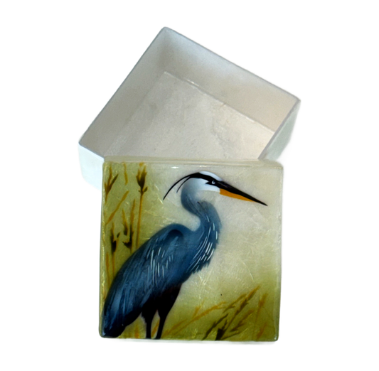 Heron Egret Capiz Shell Box