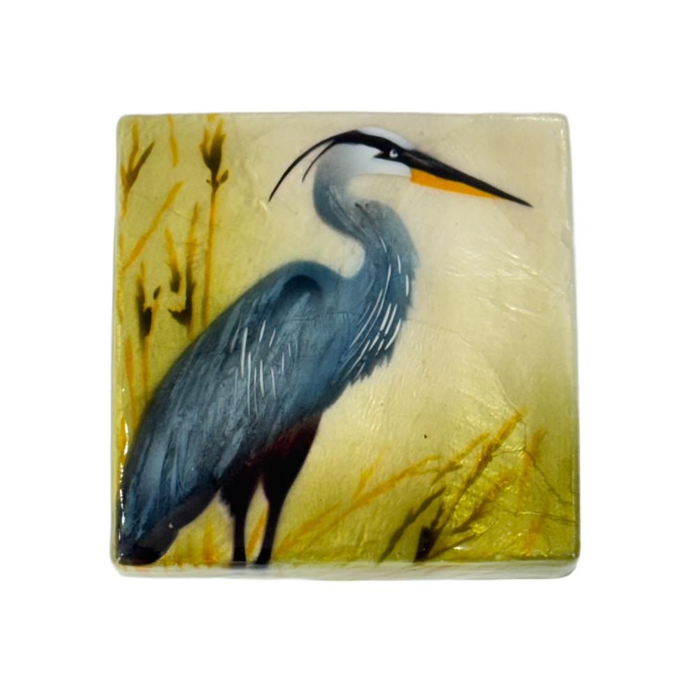 Heron Egret Capiz Shell Box
