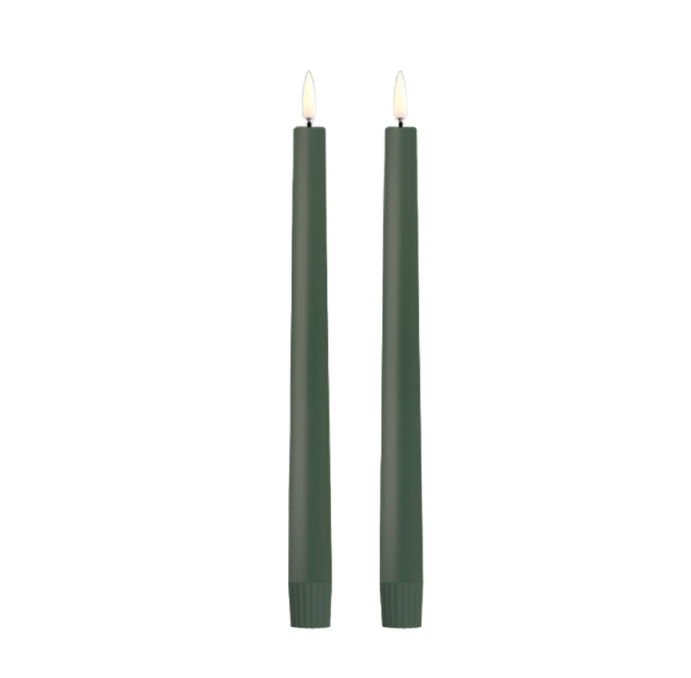 Olive Green LED Taper Pair Candle