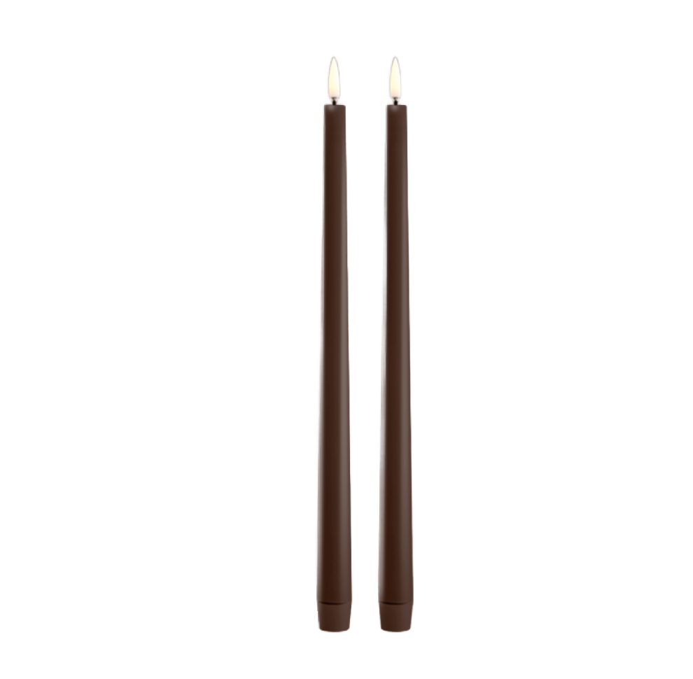 Brown LED Slim Taper Pair Candle