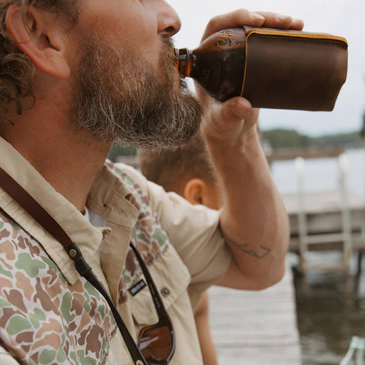 Leather Sewn Can Cooler: Bottle