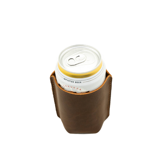 Leather Sewn Can Cooler: Can