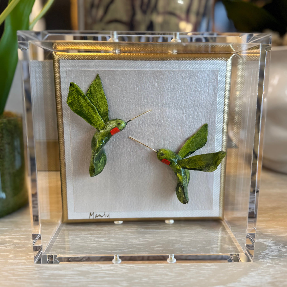 Hummingbird Green 6x6 Shadowbox