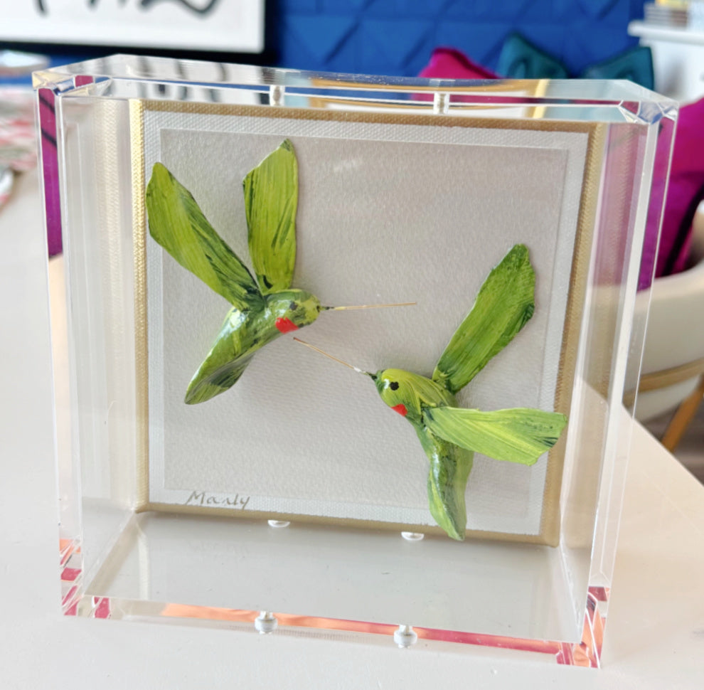 Hummingbird Green 6x6 Shadowbox
