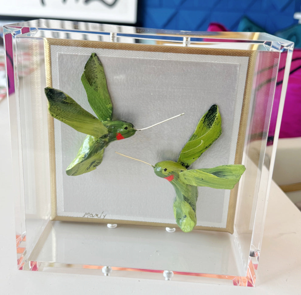 Hummingbird Green 6x6 Shadowbox