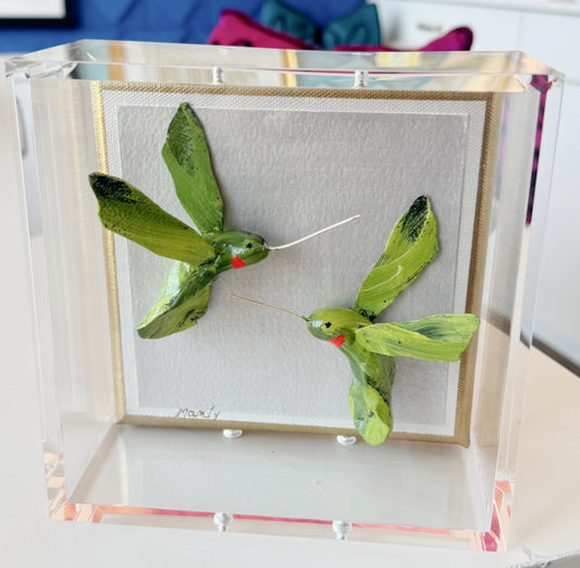 Hummingbird Green 6x6 Shadowbox