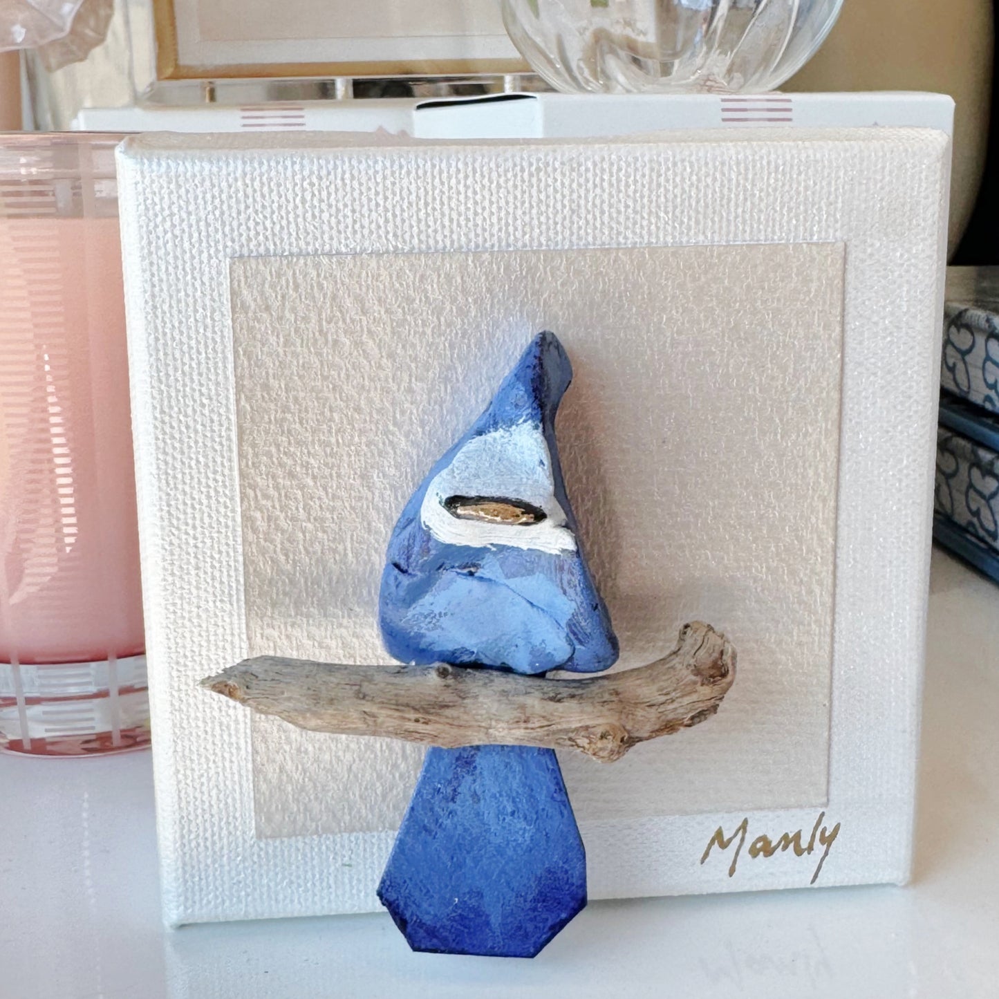Blue Jay Bird Cardinal 4x4 Canvas