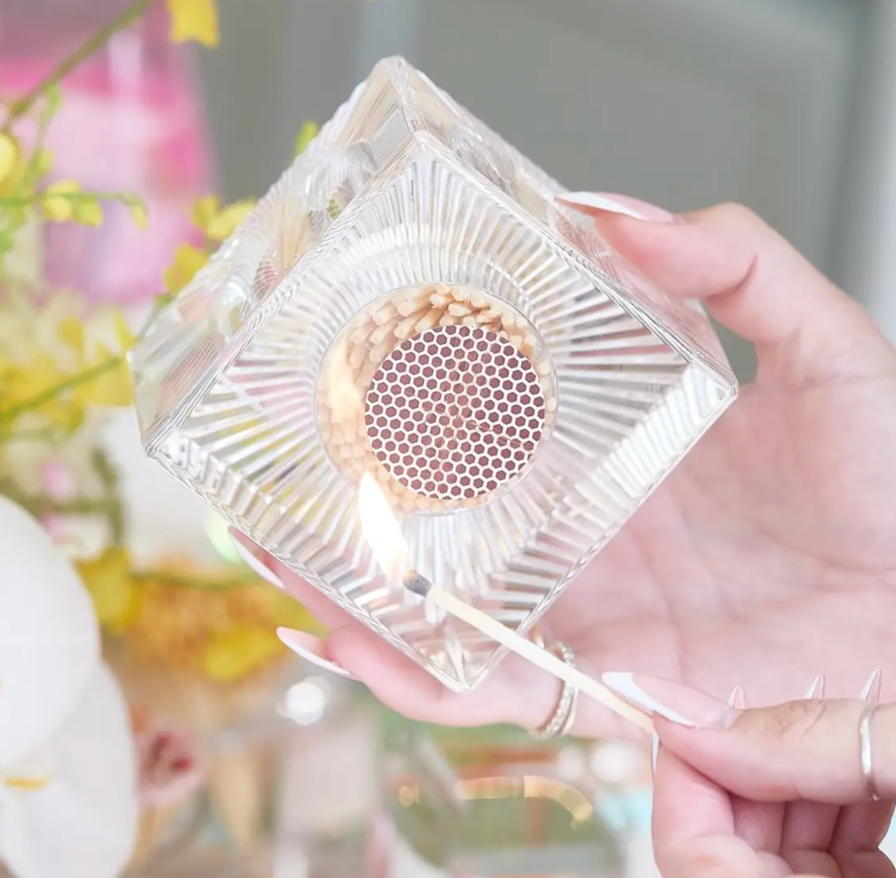 Sq Match Holder and Striker - White