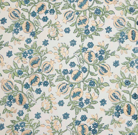 Block Printed Wrapping Paper Sheets - Pomegranate Indigo