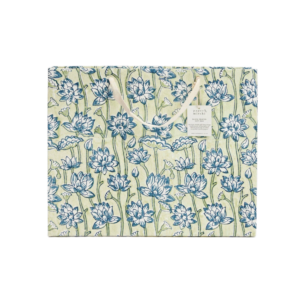 Hand Block Printed Gift Bags (Medium) - Indigo