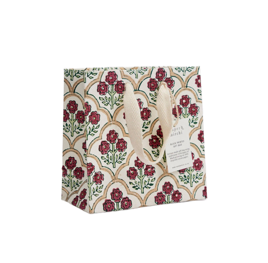 Hand Block Printed Gift Bags (Small) - Cherry