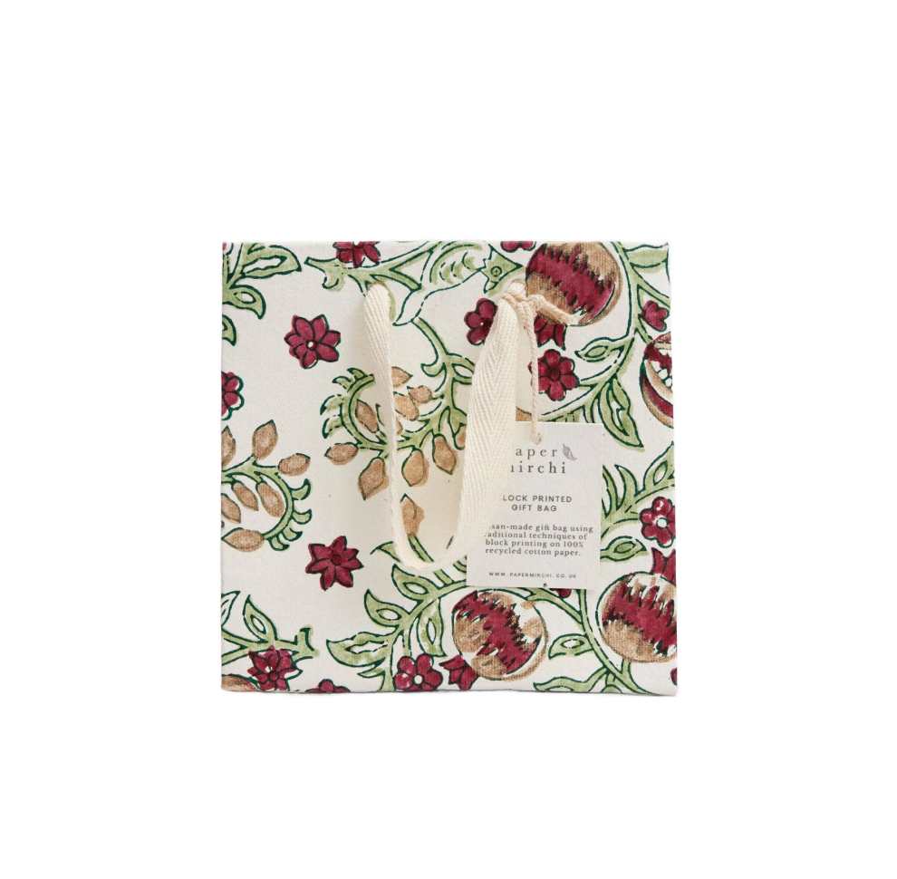 Hand Block Printed Gift Bags (Small) - Cherry