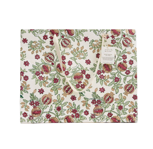 Hand Block Printed Gift Bags (Large) - Cherry