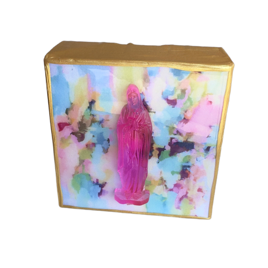 Hot Pink Mother Mary 4x4 Watercolor Canvas