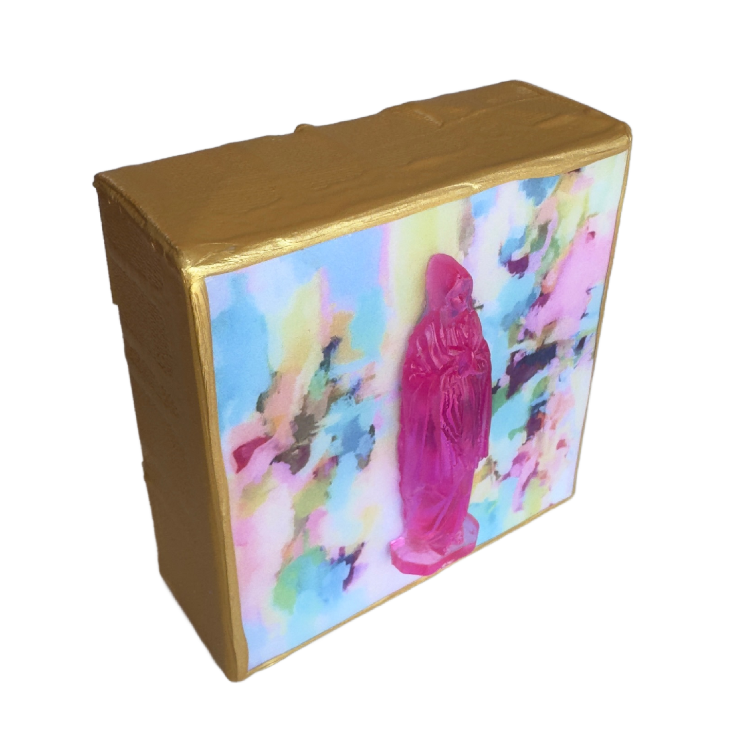 Hot Pink Mother Mary 4x4 Watercolor Canvas