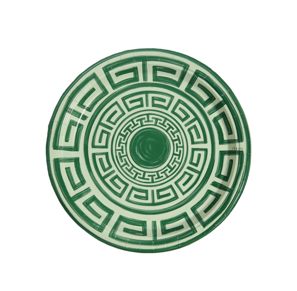 Sage & Forest Greek Key Pavilion Dinner Plates