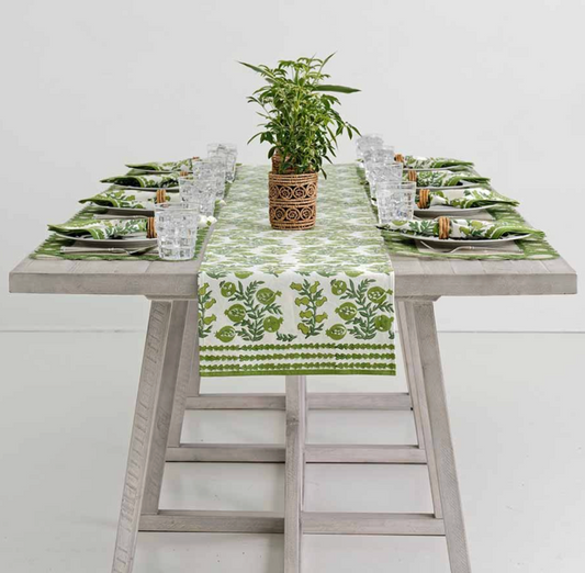 Pom Bells Green Table Runner