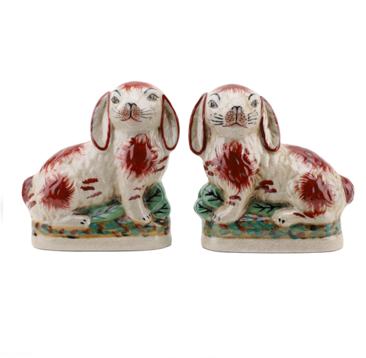 Orange Staffordshire Bunny Hares Pair