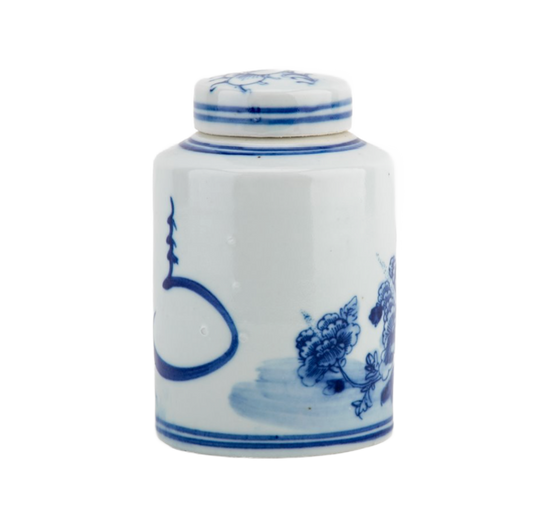 Small Cylinder Lidded Jar Flower