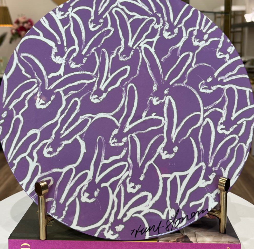 Hunt Slonem | Lilac Rabbit Run Lacquer Mat - Autographed