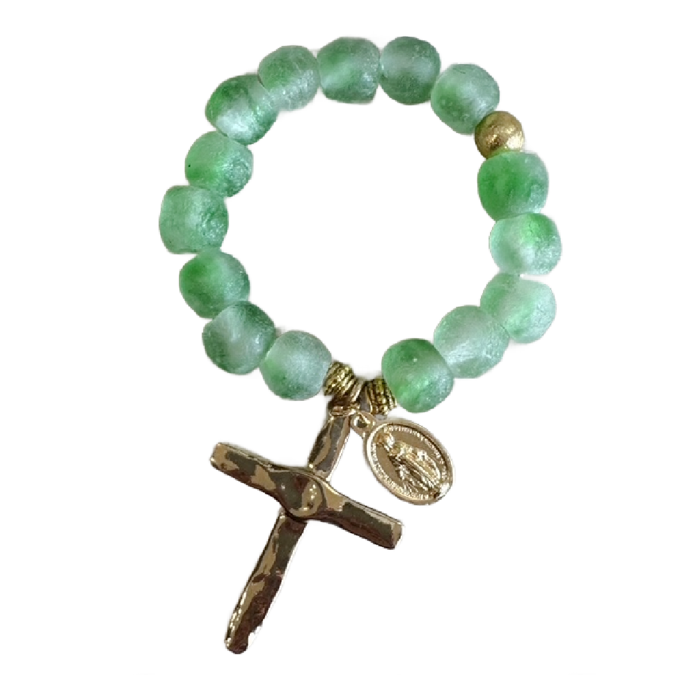 Light Green Decade Glass Rosary