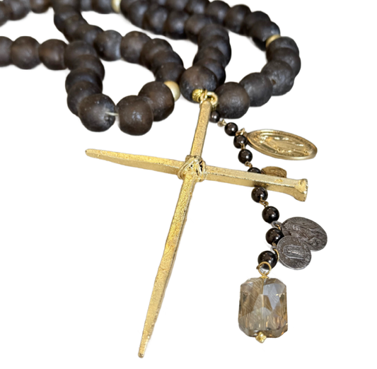 Handmade Beaded Brown Glass Rosary