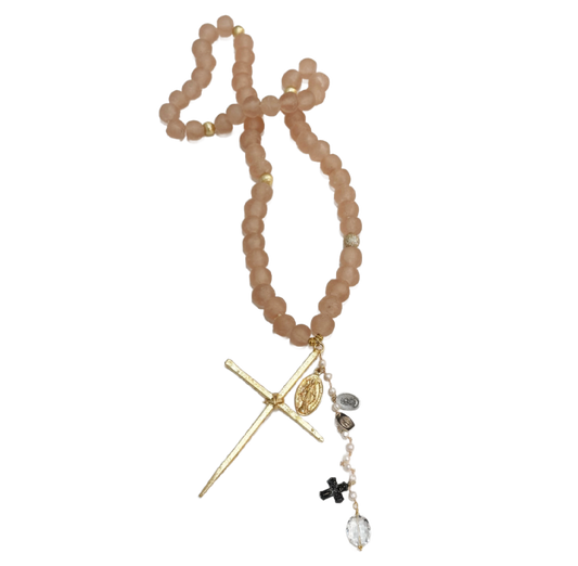 Handmade Beaded Blush Pink Glass Rosary