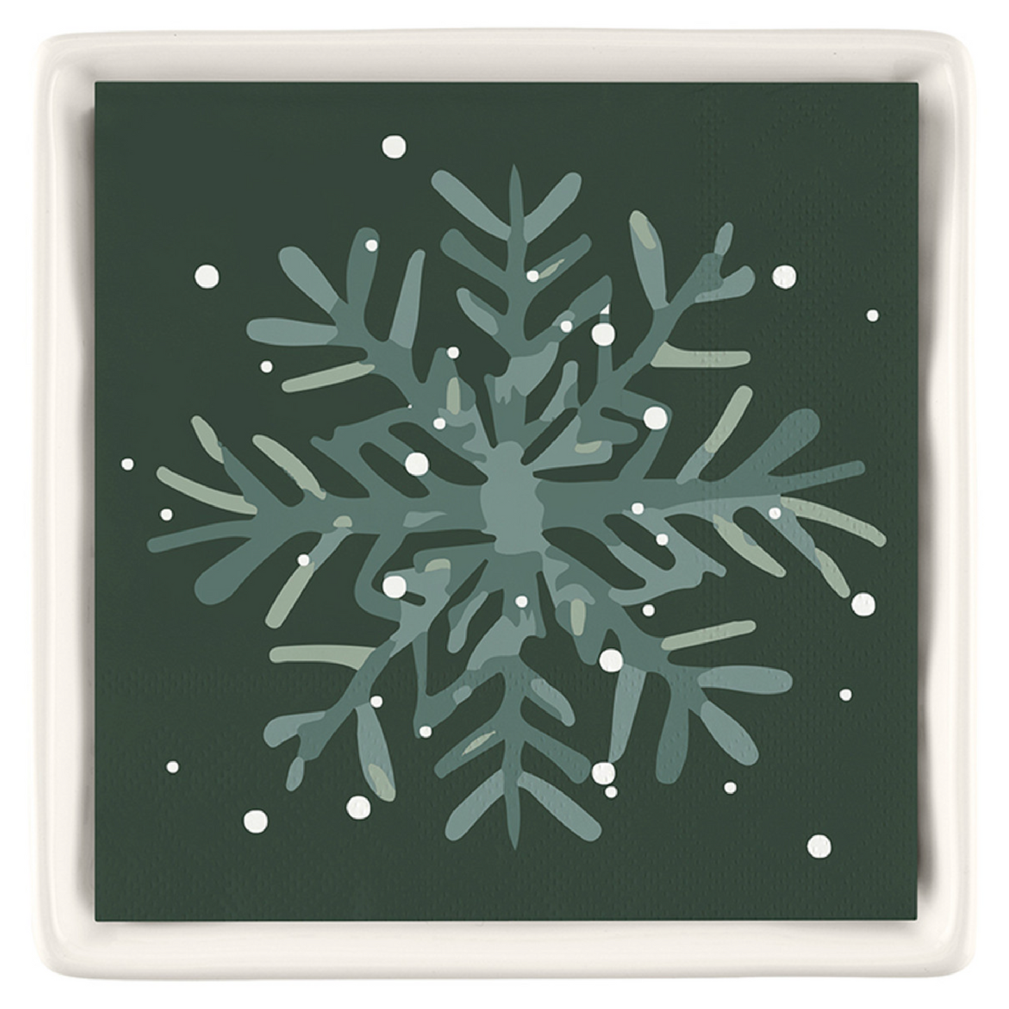 Ceramic Napkin Tray with Snowflake Napkins