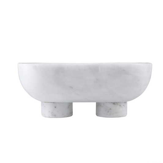 Medium White Marble Footed Bowl