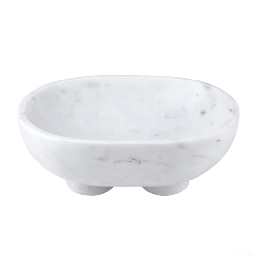 Large White Marble Footed Bowl