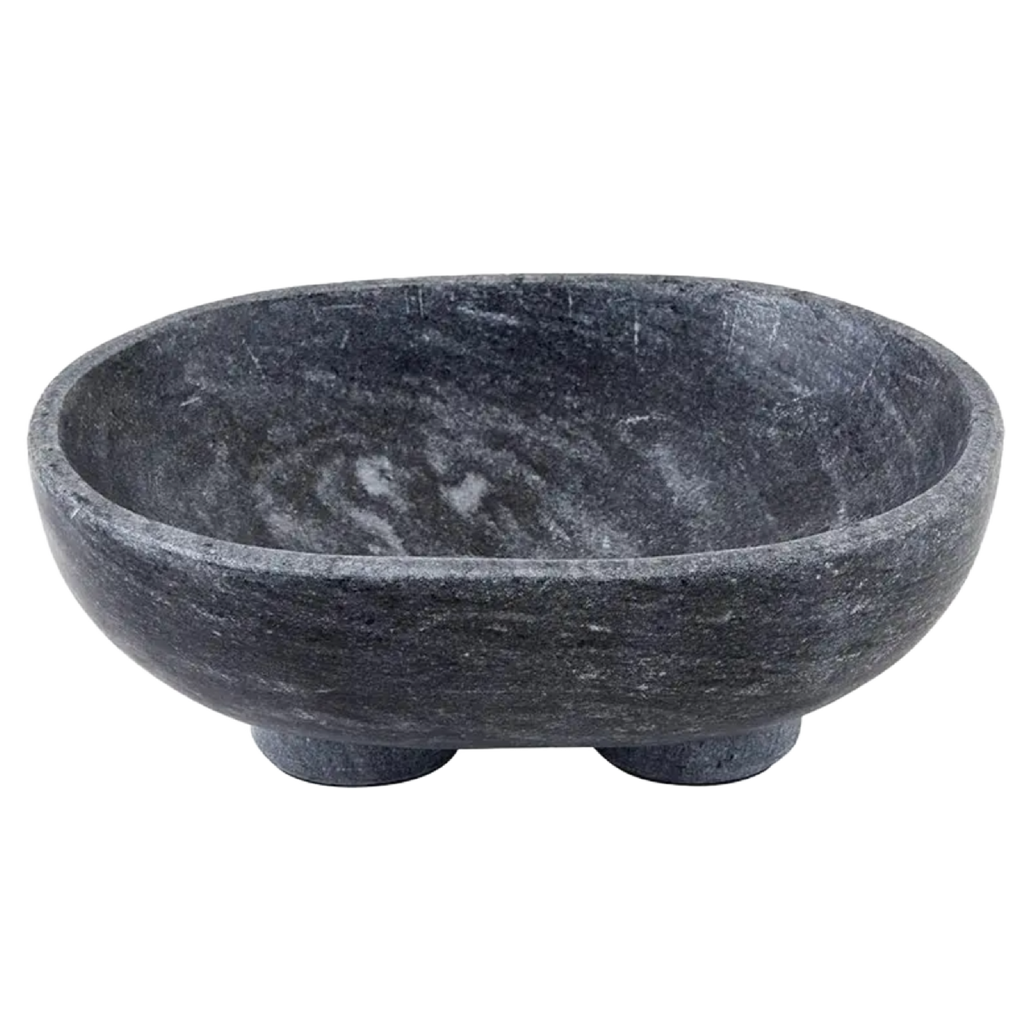 Large Charcoal Marble Footed Bowl