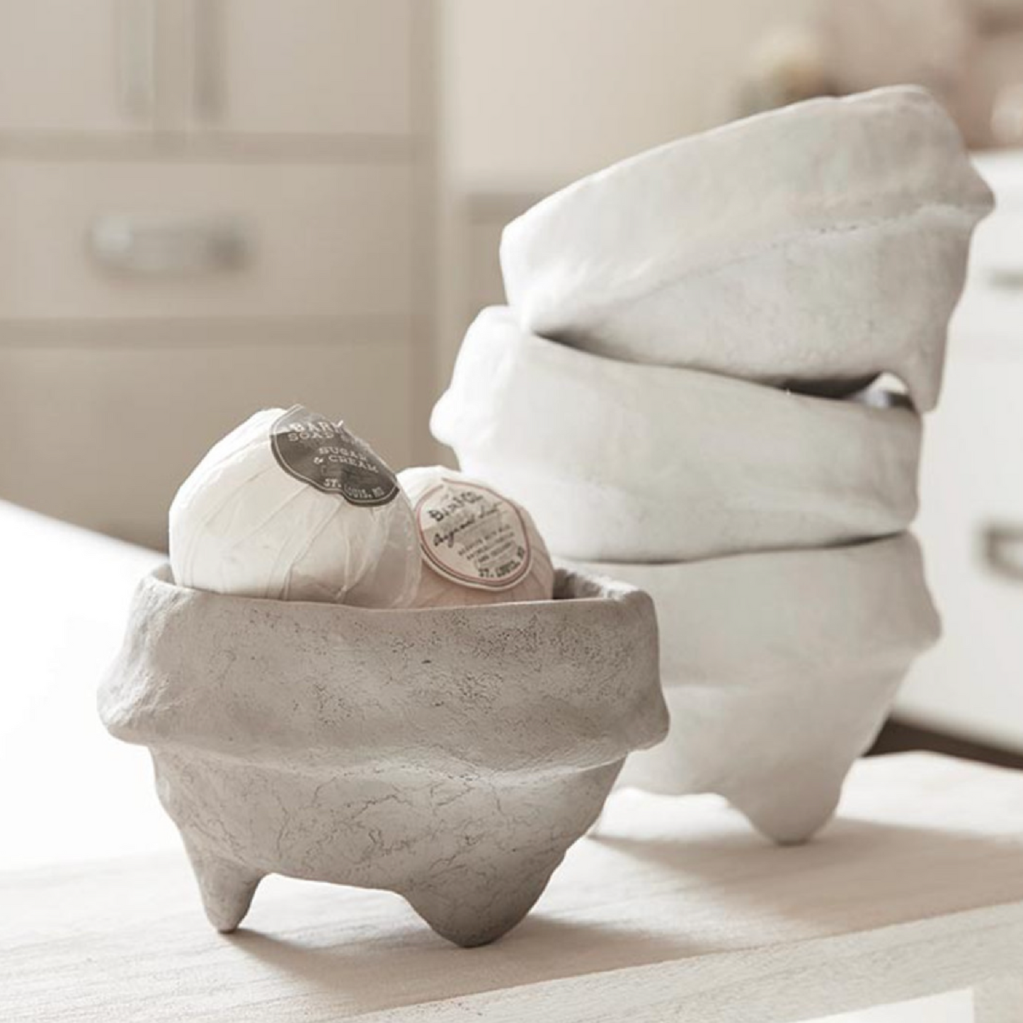 Paper Mache White Bowl