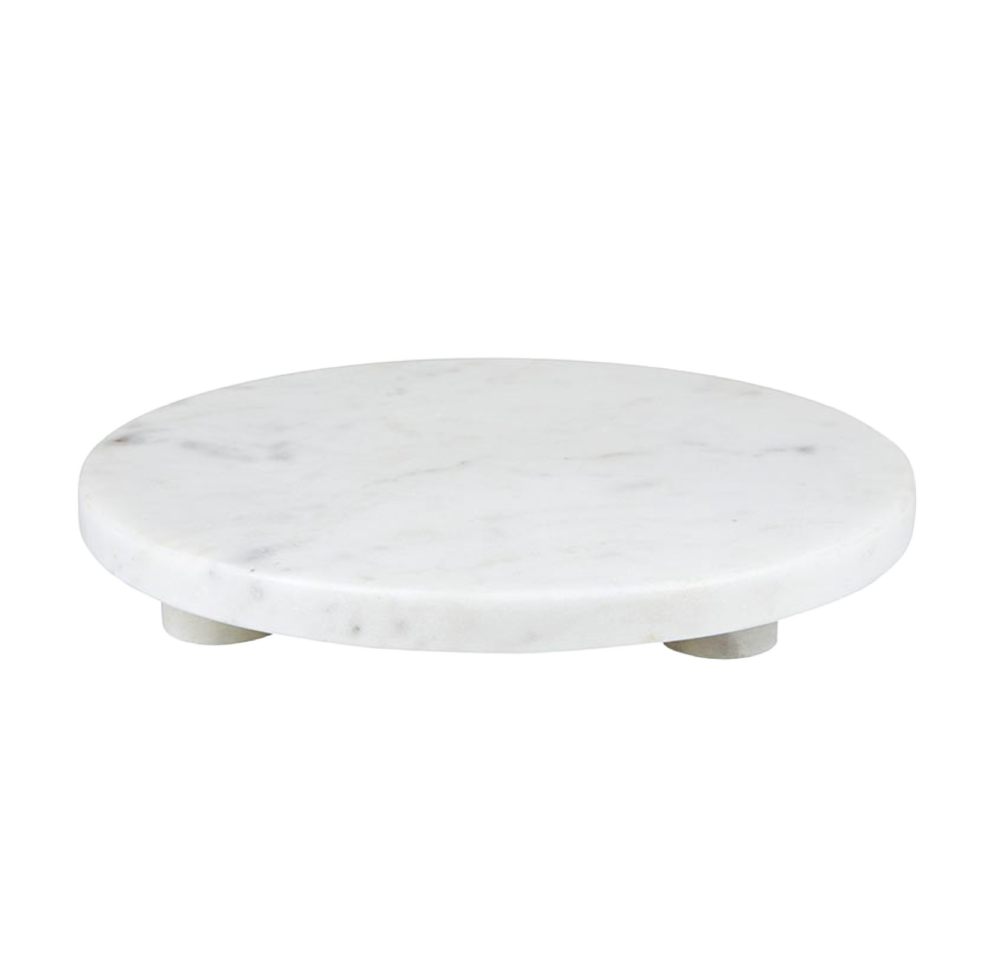 10" White Marble Footed Tray