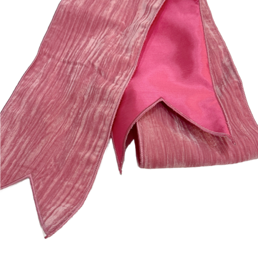 Rose Pink Velvet/Silk Wreath Sash