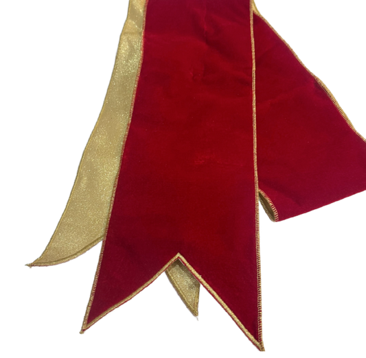 Gold Trim Red Velvet Wreath Sash