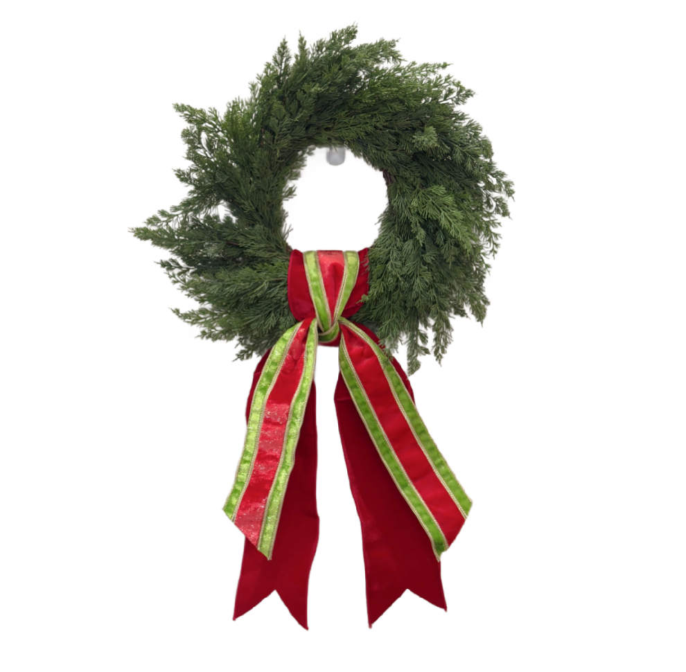 Red and Green Velvet Wreath Sash