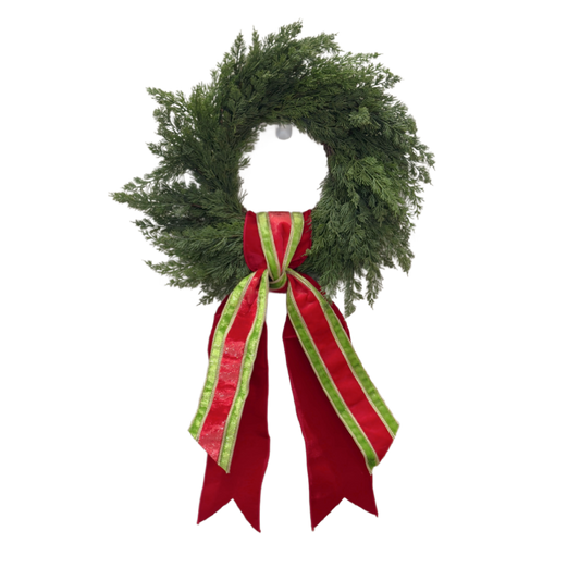 Red and Green Velvet Wreath Sash