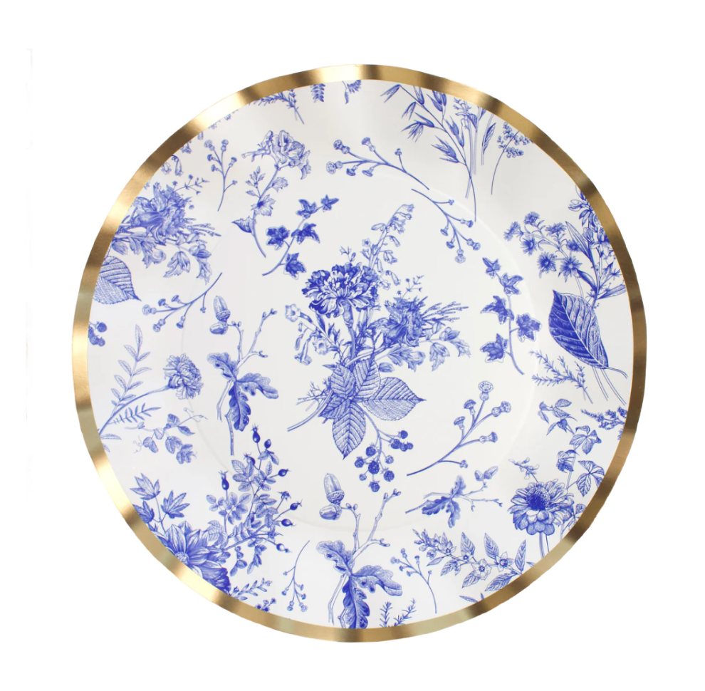 Wavy Blue and White Dinner Paper Plate