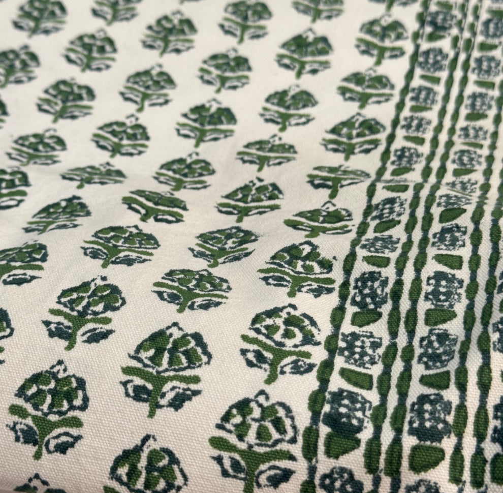 Pomegranate Crewel Green Table Runner
