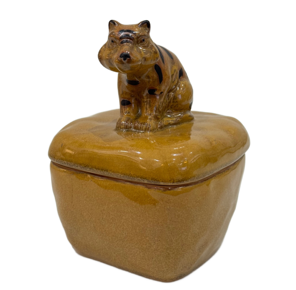 Tiger Handle Stoneware Box